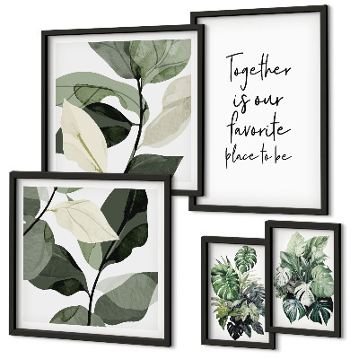 Conjunto de 5 quadros decorativos Inspirações modernas de plantas