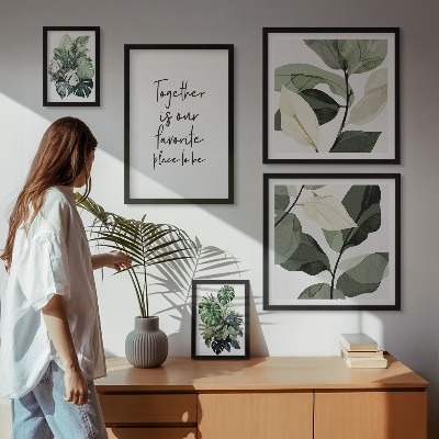 Conjunto de 5 quadros decorativos Inspirações modernas de plantas