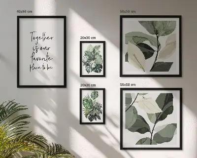 Conjunto de 5 quadros decorativos com inspirações modernas de plantas