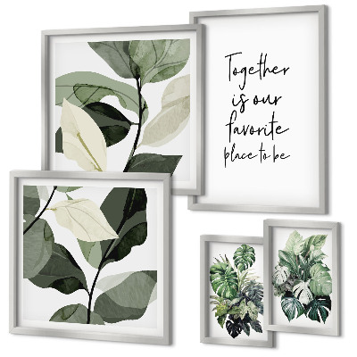 Conjunto de 5 quadros decorativos Inspirações modernas de plantas