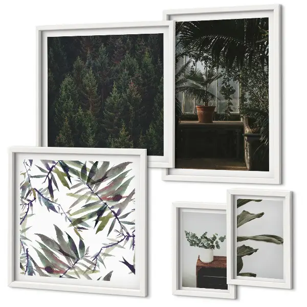 Galeria de parede com motivos de plantas de oásis verde