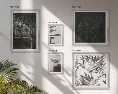 Galeria de parede com motivos de plantas de oásis verde
