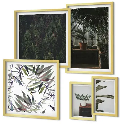 Galeria de parede com motivos de plantas de oásis verde