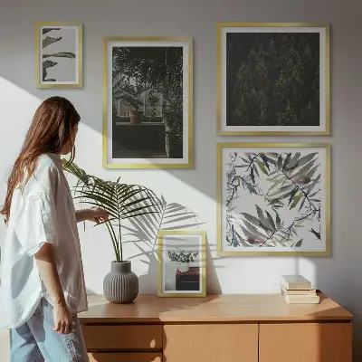 Galeria de parede com motivos de plantas de oásis verde