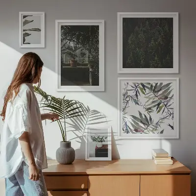 Galeria de parede com motivos de plantas de oásis verde