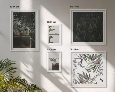 Galeria de parede com motivos de plantas de oásis verde