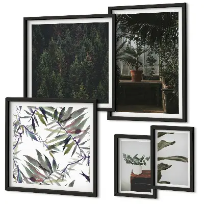 Galeria de parede com motivos de plantas de oásis verde