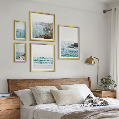 Conjunto de 5 quadros com moldura Vistas tranquilas do mar, praias, falésias
