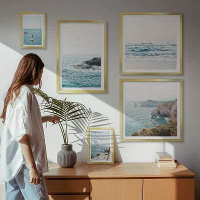 Conjunto de 5 quadros com moldura Vistas tranquilas do mar, praias, falésias