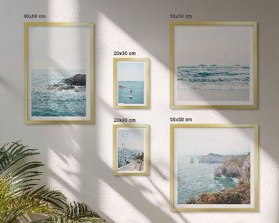 Conjunto de 5 quadros com moldura Vistas tranquilas do mar, praias, falésias