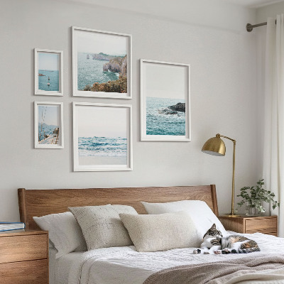 Conjunto de 5 quadros com moldura Vistas tranquilas do mar, praias, falésias