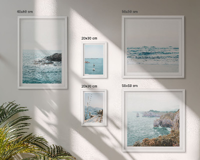 Conjunto de 5 quadros com moldura Vistas tranquilas do mar, praias, falésias