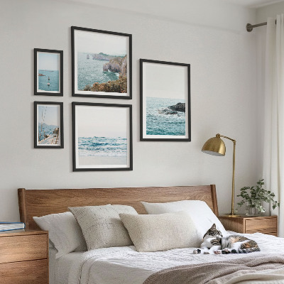 Conjunto de 5 quadros com moldura Vistas tranquilas do mar, praias, falésias
