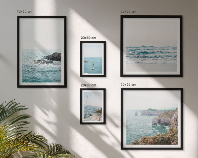 Conjunto de 5 quadros com moldura Vistas tranquilas do mar, praias, falésias