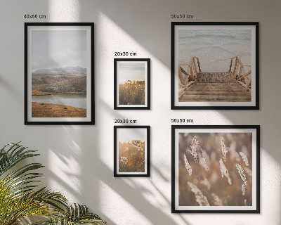 Conjunto de 5 quadros decorativos Paisagens naturais do campo lacustre