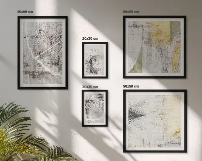 Galeria de parede com padrões neutros abstratos