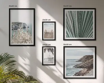 Galeria de parede com tema de praias litorâneas tropicais
