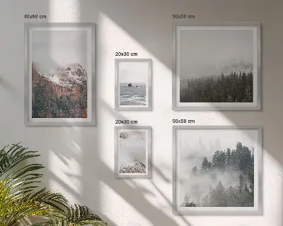 Galeria de quadros para parede com paisagens de montanhas, florestas e nuvens
