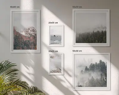 Galeria de quadros para parede com paisagens de montanhas, florestas e nuvens