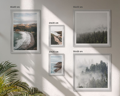 Conjunto de 5 quadros com moldura Paisagens costeiras, florestas de montanha