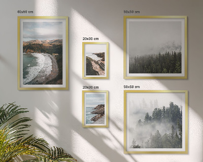 Conjunto de 5 quadros com moldura Paisagens costeiras, florestas de montanha