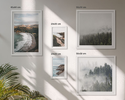 Conjunto de 5 quadros com moldura Paisagens costeiras, florestas de montanha