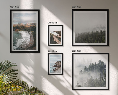 Conjunto de 5 quadros com moldura Paisagens costeiras, florestas de montanha