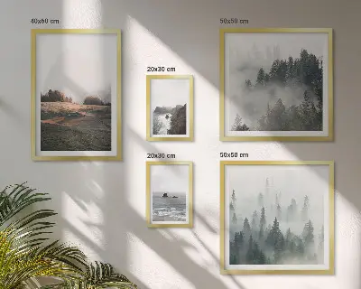 Conjunto de 5 quadros decorativos com vistas naturais da montanha e do mar