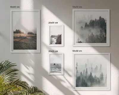 Conjunto de 5 quadros decorativos com vistas naturais da montanha e do mar