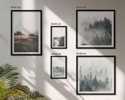 Conjunto de 5 quadros decorativos com vistas naturais da montanha e do mar