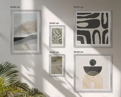 Conjunto de 5 quadros com moldura com padrões abstratos em cores