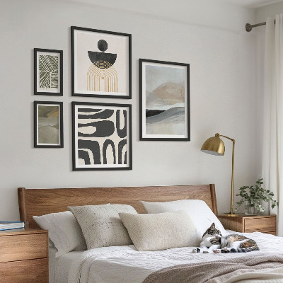 Conjunto de 5 quadros com moldura Padrões abstratos em cores