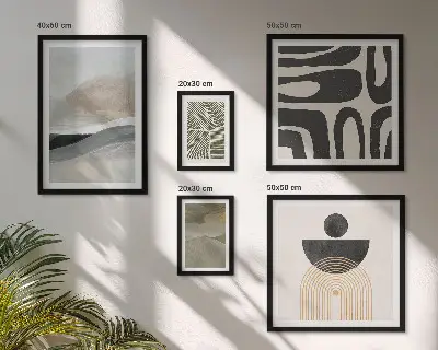 Conjunto de 5 quadros com moldura com padrões abstratos em cores