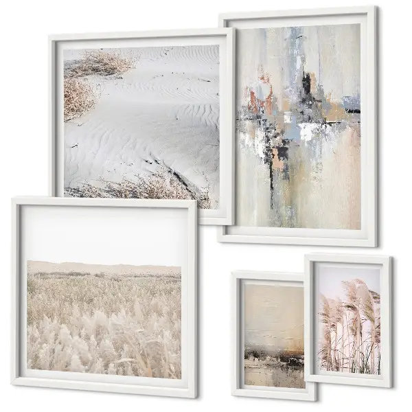 Conjunto de 5 quadros decorativos com estilo minimalista natural e elegante