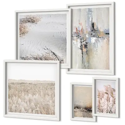 Conjunto de 5 quadros decorativos com estilo minimalista natural e elegante