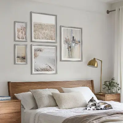 Conjunto de 5 quadros decorativos com estilo minimalista natural e elegante