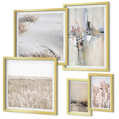 Conjunto de 5 quadros decorativos com estilo minimalista natural e elegante