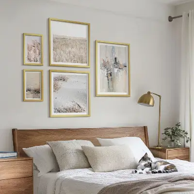 Conjunto de 5 quadros decorativos com estilo minimalista natural e elegante