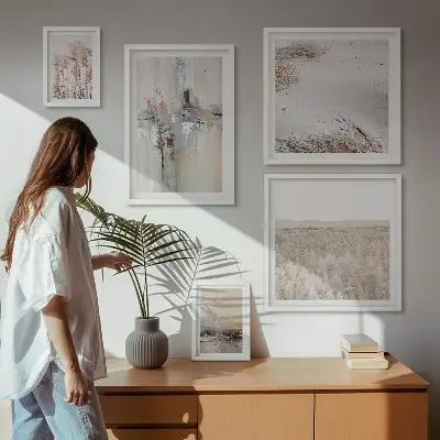 Conjunto de 5 quadros decorativos com estilo minimalista natural e elegante