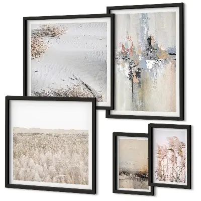 Conjunto de 5 quadros decorativos com estilo minimalista natural e elegante