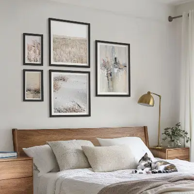Conjunto de 5 quadros decorativos com estilo minimalista natural e elegante