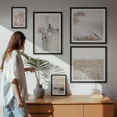 Conjunto de 5 quadros decorativos com estilo minimalista natural e elegante