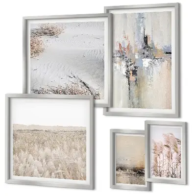 Conjunto de 5 quadros decorativos com estilo minimalista natural e elegante