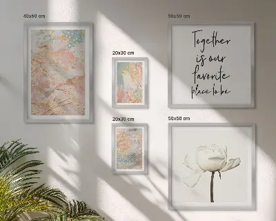 Galeria de parede flores abstratas com frases