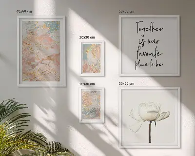 Galeria de parede flores abstratas com frases
