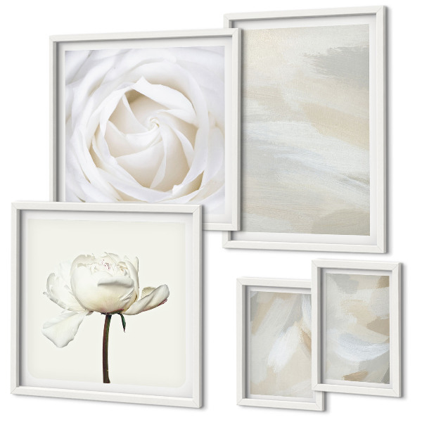 Parede galeria de quadros Inspirações florais brancas