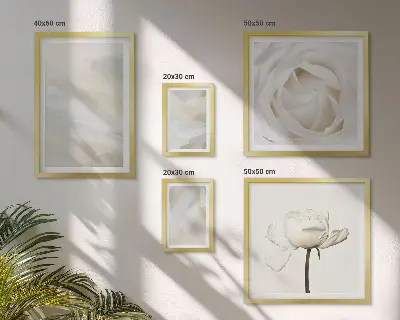 Galeria de quadros para parede com inspirações florais brancas