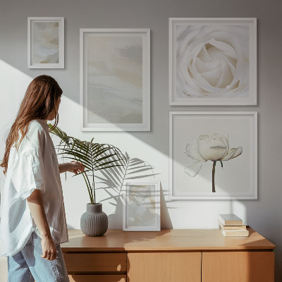 Parede galeria de quadros Inspirações florais brancas