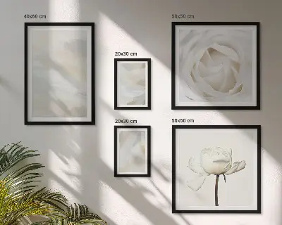 Galeria de quadros para parede com inspirações florais brancas
