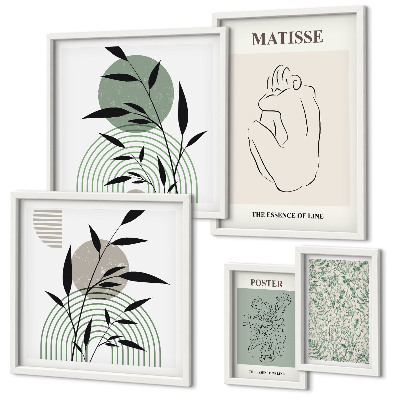 Conjunto de 5 quadros com moldura Gráficos de plantas estilosos
